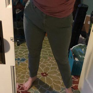 Green Straight-leg Khaki Pants